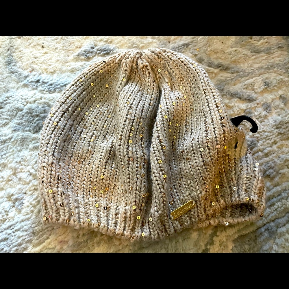 Gold Calvin Klein Beanie NWOT